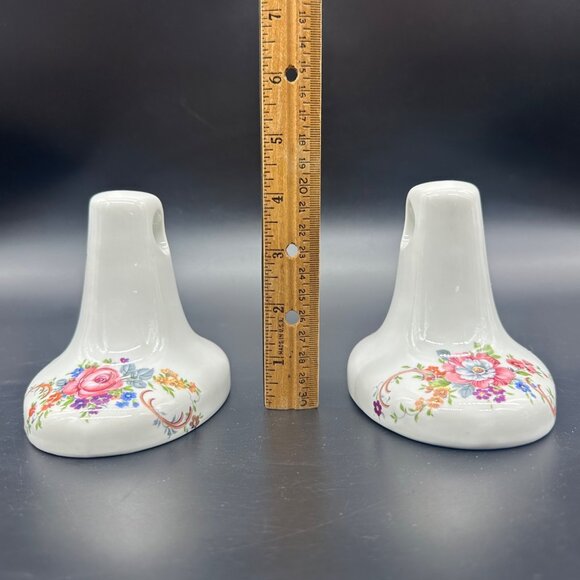 Vintage Towel Rack Brackets Lisette International Ceramic Floral Hand Decorated - Picture 11 of 12